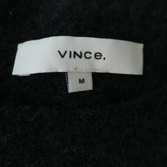 CaSHMeRe Vince Fitted Crew Neck Sweater Striped Heather Charcoal Dove Oat M